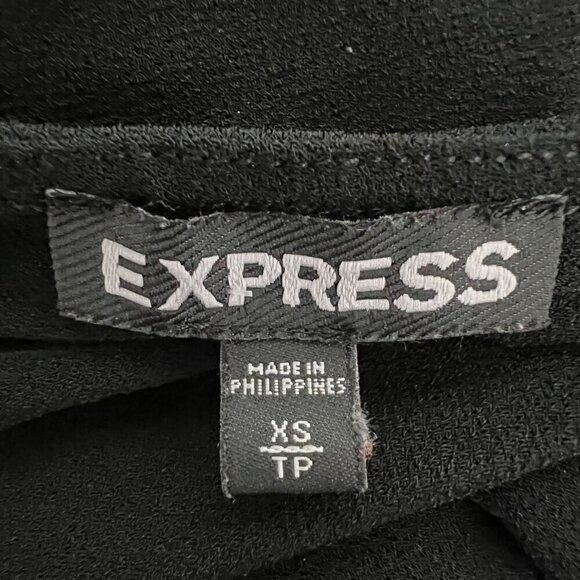Express Womens Cold Shoulder Long Sleeve V-Neck Blouse Black XS - Picture 7 of 8